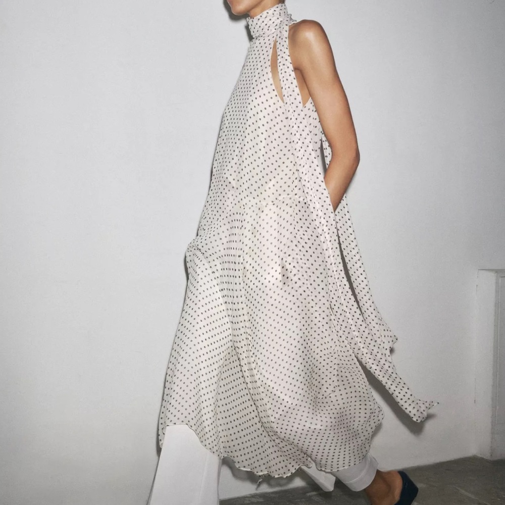 Zara Polka Dot Halter Dress ZW Collection